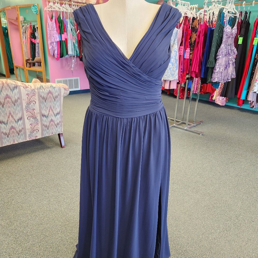 Gather & Gown 528 Size 28 Navy Blue Chiffon Bridesmaid Dress Prom Evening Gown